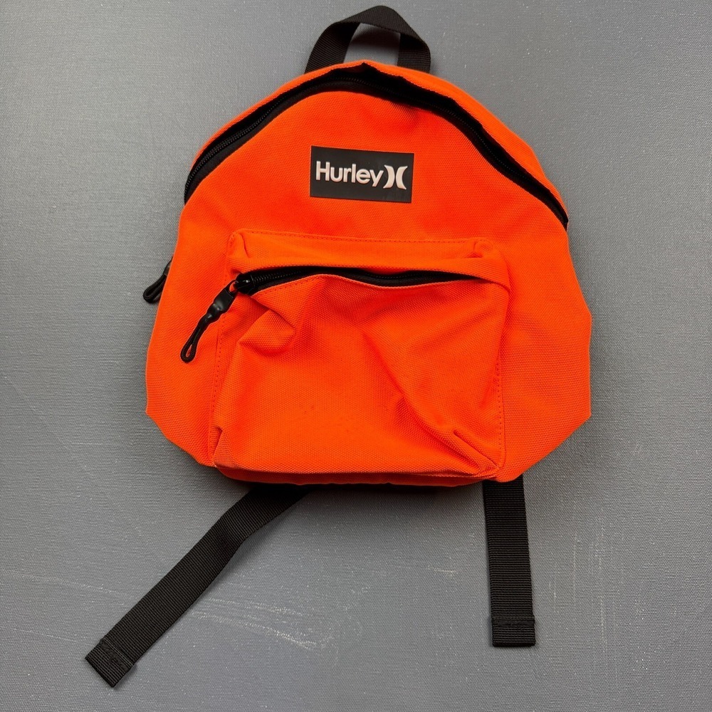 Hurley Women's Orange Black Mini Backpack Logo Adjustable Straps Travel Bag Zip
